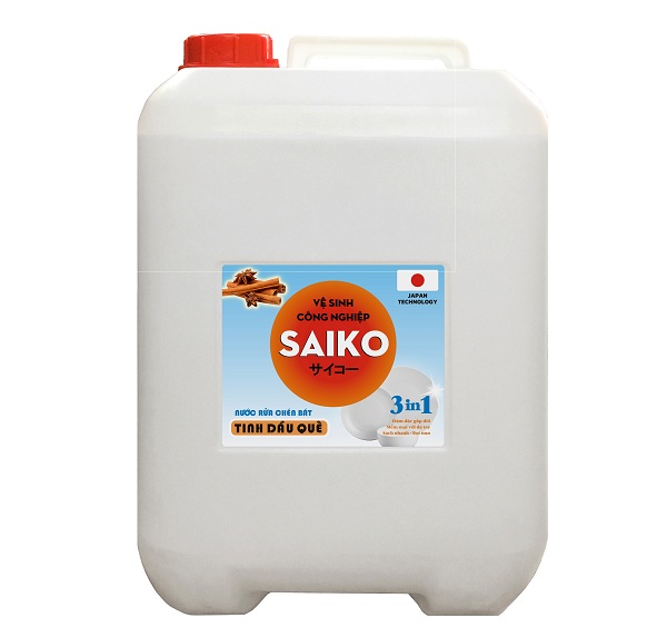Nước rửa chén bát Saiko 20L tinh dầu quế Nhật Bản. Giá bán sỉ lẻ, công dụng, hướng dẫn sử dụng nước rửa bát Saiko 20 lít hương quế