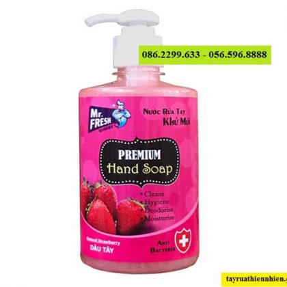 Nước rửa tay khử mùi Mr.Fresh 500ml (hương dâu) khử khuẩn hiệu quả, mềm mịn da tay